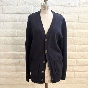 Navy Grandpa Style Cardigan